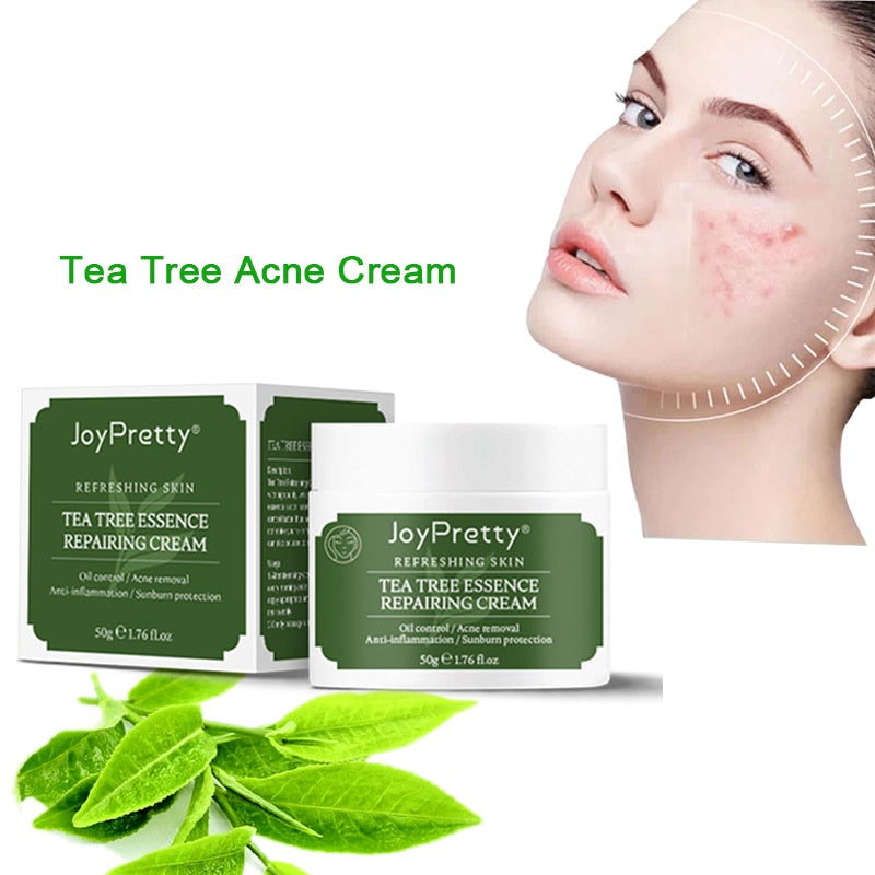 Tea Tree Oil Acne Treatment Cream Whitening Remove Spots Anti-Acne Face Cream Skin Care 50g