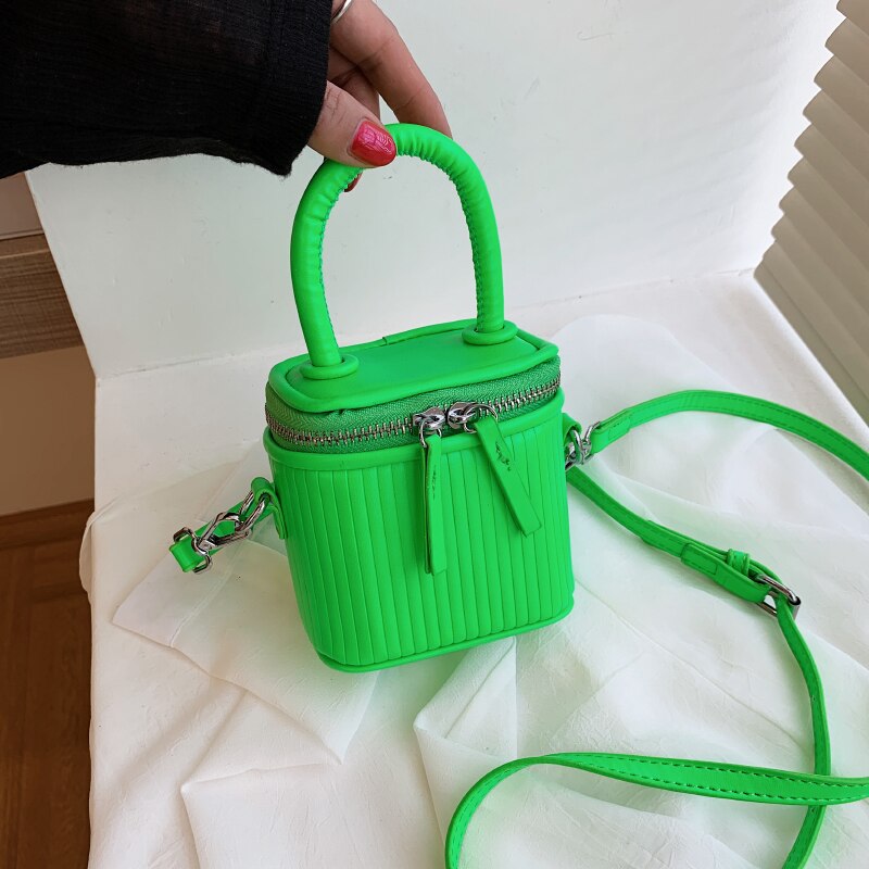 Beyprern Luxury Mini Box PU Leather Crossbody Bag with Short Handle for Women 2022 Cute Phone Shoulder Handbag and Purses Pink Green