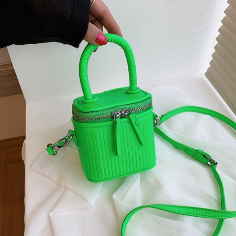 Beyprern Luxury Mini Box PU Leather Crossbody Bag with Short Handle for Women 2022 Cute Phone Shoulder Handbag and Purses Pink Green