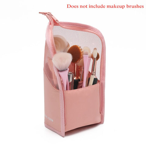 Christmas Gift Thanksgiving 1Pc Stand Cosmetic Bag for Women Clear Zipper Makeup Bag Travel Female Makeup Brush Holder Organizer Toiletry Bag