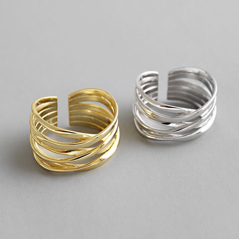 Rings For Women Multilayer Winding Line Geometric Finger Ring Minimalist Couple Engagement Party Jewelry