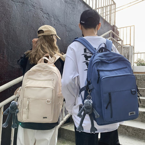 Unisex Student Backpack 2021 New Products Large Capacity School Bag Leisure Pure Color Waterproof Nylon Harajuku Travel Bag