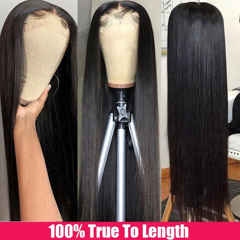Beyprern 30 Inch Straight Lace Front Wig Transparent Lace Frontal Wigs Bone Straight Lace Front Human Hair Wigs T Part Lace Closure Wigs
