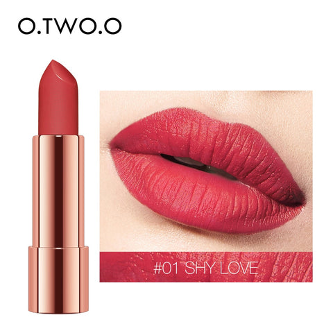 Christmas Gift O.TWO.O Matte Lipstick Nude Brown Red Lips Makeup Velvet Silky Smooth Texture Long Lasting Waterproof Lip Stick 12 Colors