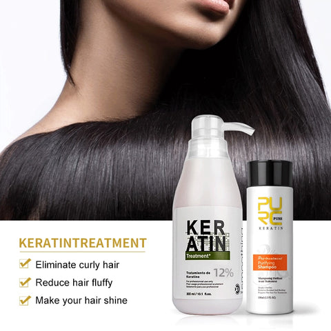 PURC 300ml Keratin Hair Treatment Purifying Shampoo Sets Make Hair Straightening Shinning Hair Scalp Treatment