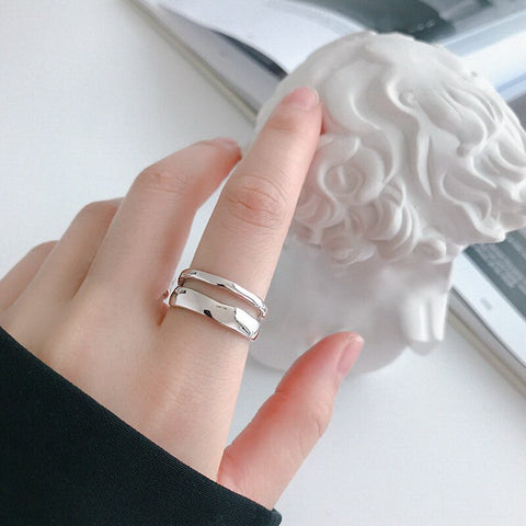 Trendy Rings For Women Elegant Twist Two Circle Geometric Adjustable Finger Ring Couple Engagement Jewelry