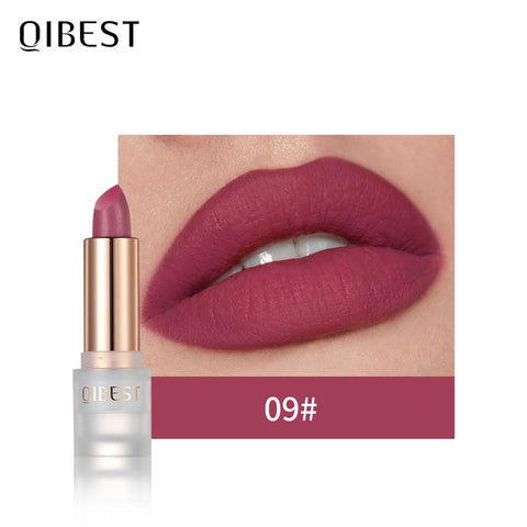 QIBEST 11 Colors Lipstick Velvet Matte Lip Glaze Waterproof Long- lasting Nude Lip Tint Make Up For Professional Women Cosmetics