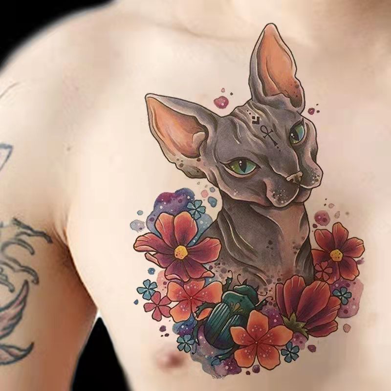 Beyprern Back to school Tatoo Waterproof Cat Japanese Cute Pet Arm Semi Permanent Tattoo Cat Animal Funny Tattoo Sticker Temporary Tattoos For Men Women