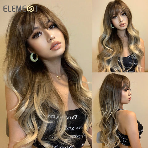 Black Friday Big Sales New Synthetic Wigs For Women Natural Dark Brown Color Medium Headband Wig Heat Resistant Hair Wig With Bangs