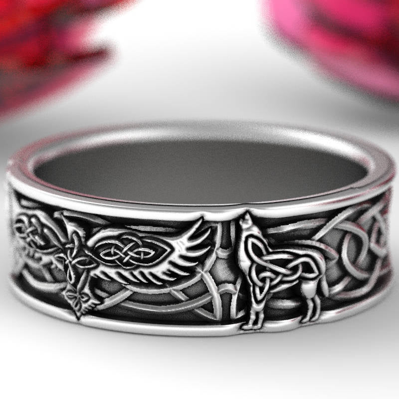 2021 New Arrival Men's Ring Gothic Retro Black Totem Animal Shape Pattern Unisex Ring Gift Luxury Jewelry for Women Wholesale