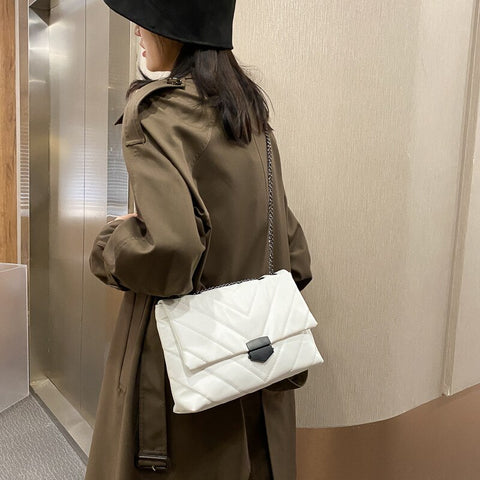 Crossbody Bags for Women New Casual Thread Chain Fashion Simple Shoulder Bag Ladies Designer Handbags PU Leather Messenger Bags