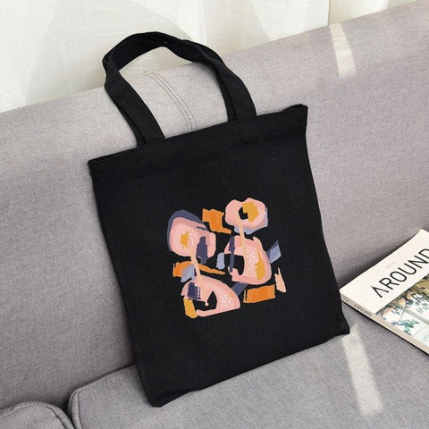 Korean Women's Canvas Shoulder Tote Bag Large Eco Cloth Shopping Bags for Lady Cool Female Foldable Reusable Beach Shopper Bag