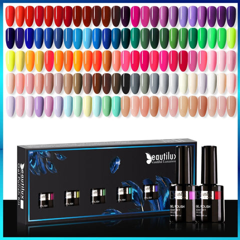 Beautilux Gel Nail Polish Lot Soak Off UV LED Semi Permanent Nails Gels Kit Lacquer Nail Art Design Varnish Wholesale Set of 6