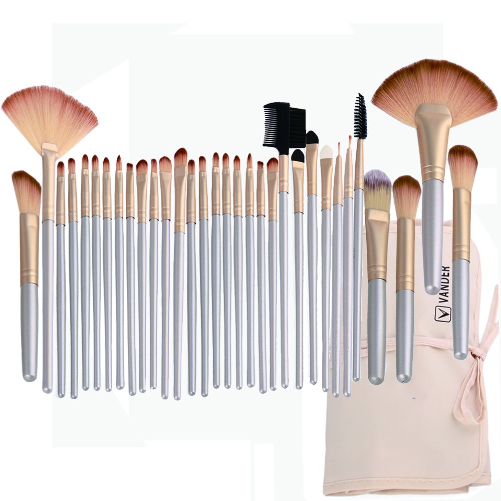 Makeup Brushes 32pcs, Soft Synthetic Kabuki Cosmetic Eyebrow Shadow Makeup Brush Set Kit