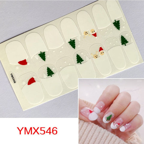 Christmas gifts Christmas Nail Wrap Stickers Full Cover Cartoon Decal Colorful Decoration Cute Santa Claus Snowflate Decor Stickers For Manicure