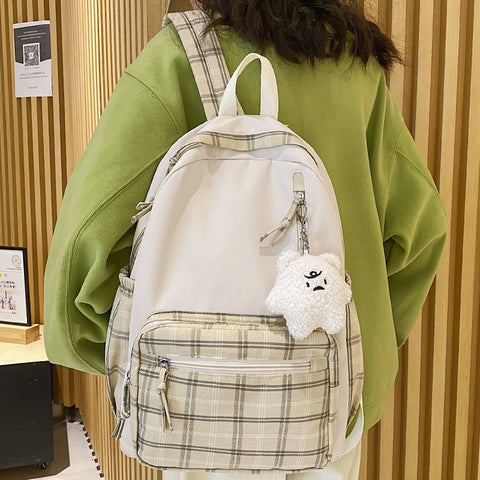Back to school  Cute Girl Lattice Travel School Bag Fashion Lady Kawaii Book Backpack Trendy College Cool Female Plaid Backpack Women Laptop Bag
