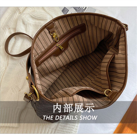 Niche brand printed versatile Shopping bag fashion texture Shoulder Messenger Bag Large Capacity Soft tote bag for women