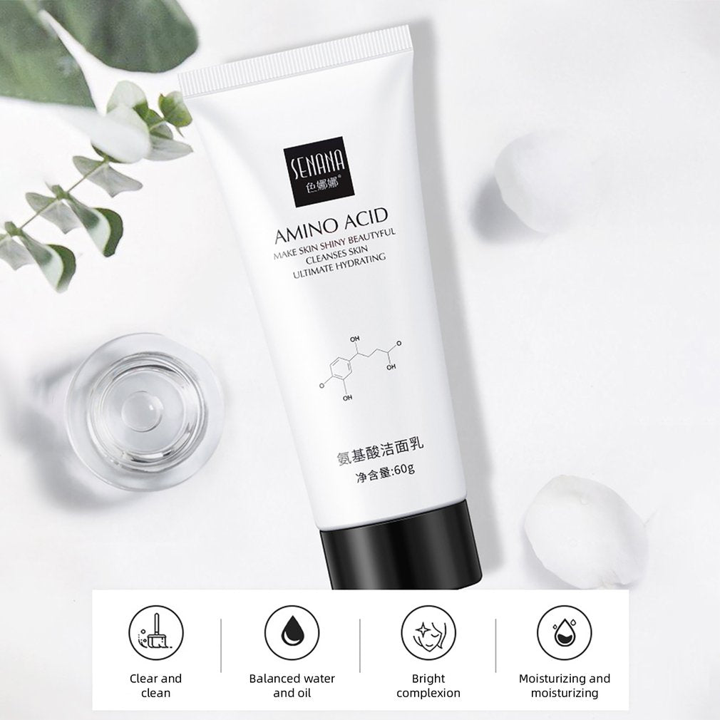 60g Amino Acid Face Cleanser Moisturizing Brightening Hydrating Oil Control Shrink Pores Skin Care Facial Cleaning Tools