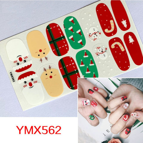 Christmas gifts Christmas Tree Nail Wrap Stickers Cartoon Decal Colorful Decoration Cute Santa Claus Snowflate Decor Stickers For Manicure