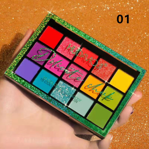 Neon 15 Color Eyeshadow Makeup Palette Shimmer Glitter Matte Matellic Waterproof Long-lasting Eyeshadow Mixable Pigment Cosmetic