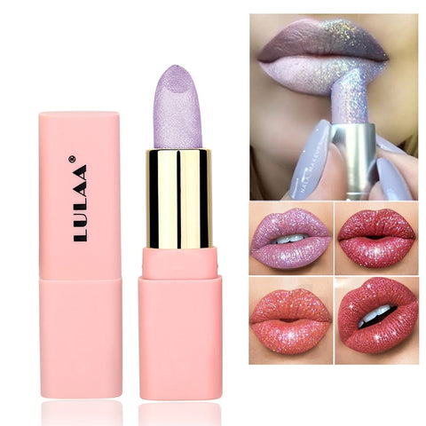 Beyprern 1 Pc Diamond Lipstick Glitter Pearl Naked  Lip Makeup  Long Lasting Easy To Wear Brighten Non-Stick Cup Lip Gloss Cosmetics