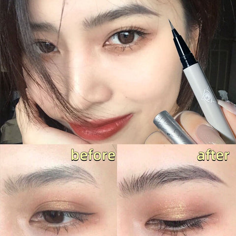 4 Colors Water Eyebrow Pencil Liquid Eyebrow Pen With Brush Draw Eyeliner Lying Silkworm Ultra-fine Tip Makeup Pencil Cosmetics