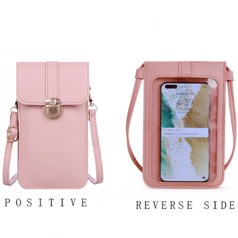 Beyprern Christmas gifts Ladies Touch Screen Cell Phone Purse Smartphone Wallet PU Leather Shoulder Strap Handbag Women Bag Fashion Mobile Wallet