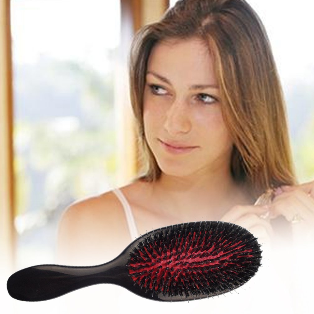 Oval Boar Bristle Nylon Hair Comb Mini Anti-static Hair Scalp Massage Comb Hairbrush Salon Hair Brush Styling Tool