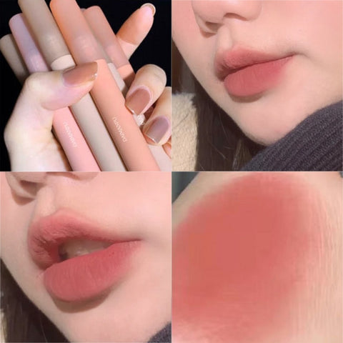 Beyprern 6 Colors Nude Liquid Lipsticks Waterproof Velvet Matte Lip Gloss Long Lasting Non-Stick Cup Lip Tint Makeup Pigment Cosmetics