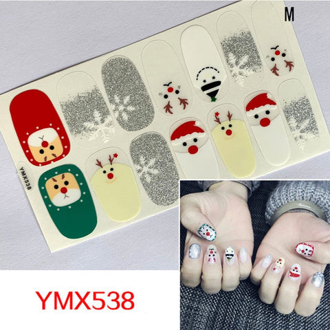 Christmas gifts Christmas Nail Art Stickers Full Cover Cartoon Decals Self Adhesive Shiny Cute Santa Claus Snowflate Decor Stickers For Manicure