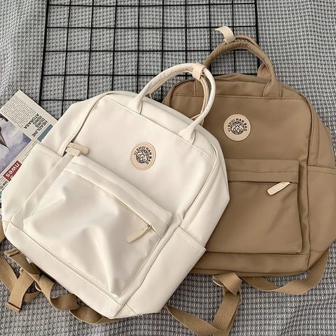 Beyprern back to school Women Korean Backpack For Teenagers Black School Computer Bag Female Retro All-match large-capacity Travel Handbag