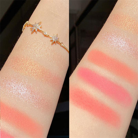 6 Colors Peach Blush Palette Highlight Powder Nose Shadow Silhouette Brighten Eyeshadow All-in-one Repair Long Lasting Makeup