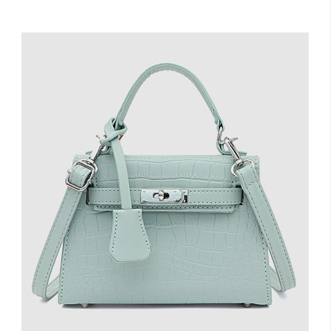 Women's Bag Glacier blue Stone grain high fashion French Style Lady Handbags Versatile crossbody bag