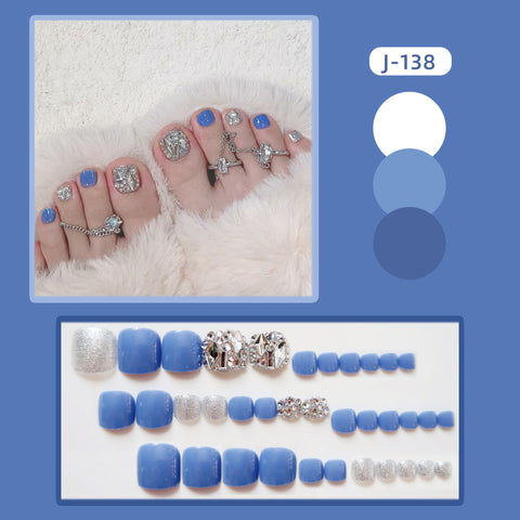 Thanksgiving Day Gift 2022 Summer Fake Toenails Stick On Nails Glitter Diamonds Faux Ongles Detachable Press On Feet Nails Manicure False Toenail Tips