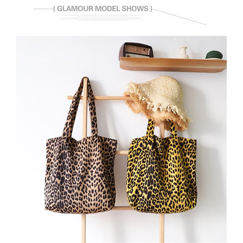 Women's Bag Leopard Canvas Tote Bag leisure shopping bag Large capacity School Bag  fashion shoulder bag