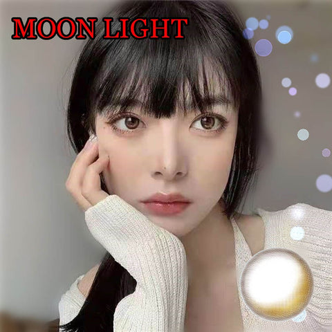Natural 14.00mm Cute Soft Contacts Lenses for Eyes Fashion Eyewear Plano 0.00 Glasses Moon Light Brown