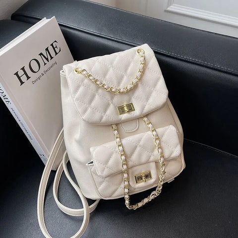 Women's Bag The new 2022 simple and popular chain Backpack fashion texture Portable Backpack