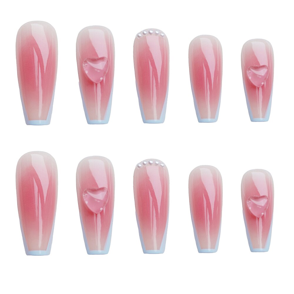 False Nails With Designs 24Pcs Glossy Wearable False Nail Pink Bow Nail Tips Design For Girl Free Shipping Press On Nails