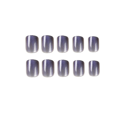 Beyprern 24Pcs Fake Nails Advanced Cat Eye Design Press On Nails Short Finished False Nail Kit Full Cover Purple Manicure Detachable