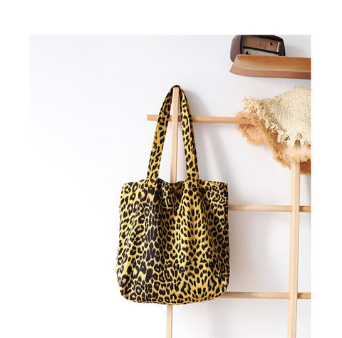Women's Bag Leopard Canvas Tote Bag leisure shopping bag Large capacity School Bag  fashion shoulder bag
