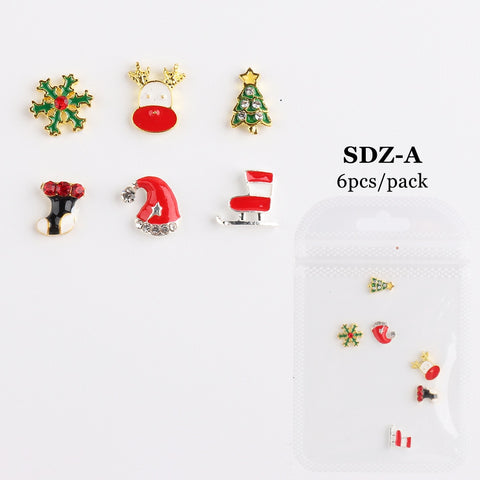 Christmas gifts Christmas Style Alloy Nail Art Jewelry Bags Of 10/Pack Red Santa Snowman Snowflake Christmas Alloy Jewelry Nail Patch DIY Art
