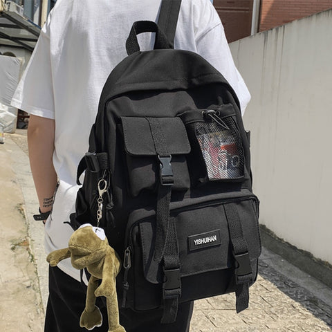 Beyprern 2023 Women School Backpack Black Nylon Bagpack  Female Anti Theft Rucksack Casual Lady Travel Backpacks Korean Back Pack Mochila