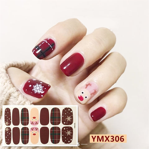 Christmas gifts Christmas Nail Art Stickers Full Cover Cartoon Decals Self Adhesive Cute Santa Claus Snowflate Decor Stickers For Manicure