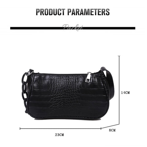 Christmas gifts Crocodile Pattern Women's Shoulder Bags PU Leather Underarm Bag 2022 Fashion Elegant Sling Handbag Zipper Small Square Bag Bolsa