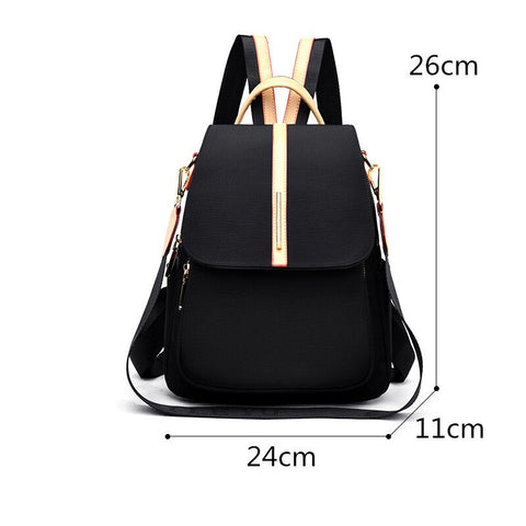 Beyprern New Women Simple Backpack High-Quality Oxford Cloth Large Capacity Shoulder Bag Casual Lady Multifunctional Travel Rucksack