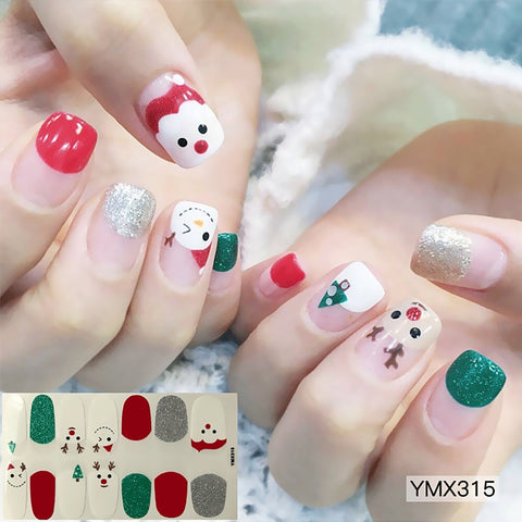 Christmas gifts Christmas Nail Wrap Stickers Full Cover Cartoon Decal Colorful Decoration Cute Santa Claus Snowflate Decor Stickers For Manicure