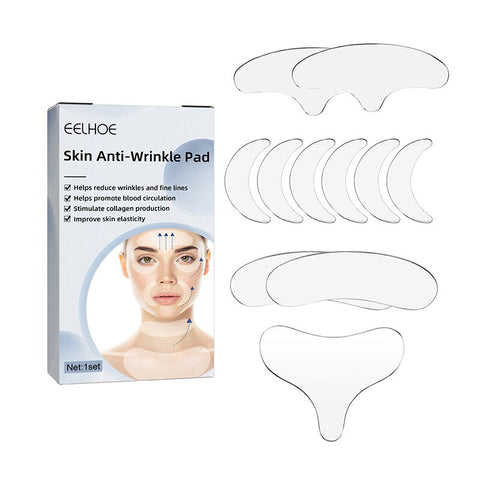Anti Aging Skin Pads Reusable Silicone Wrinkle Removal Sticker Forehead Neck Line Remover Eye Patches Facial Lifting Strips Set