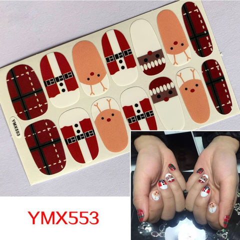 Christmas gifts Christmas Nail Art Wraps  Full Cover Cartoon Decals Self Adhesive Santa Claus Snowflate Decor Stickers For Manicure