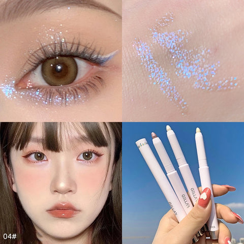 Beyprern Lying Silkworm Pen Glitter Matte Eyeshadow Eyeliner Pencil Diamond Highlighter Long Lasting White Pink Gold Face Makeup Tool