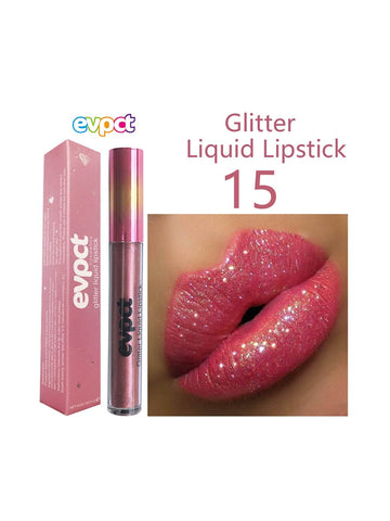 Beyprern 15 Colors Sexy Shimmer Diamond Glitter Lip Gloss Matte Liquid Lipstick Long Lasting Waterproof  Pearl Velvet Lipgloss Lip Makeup